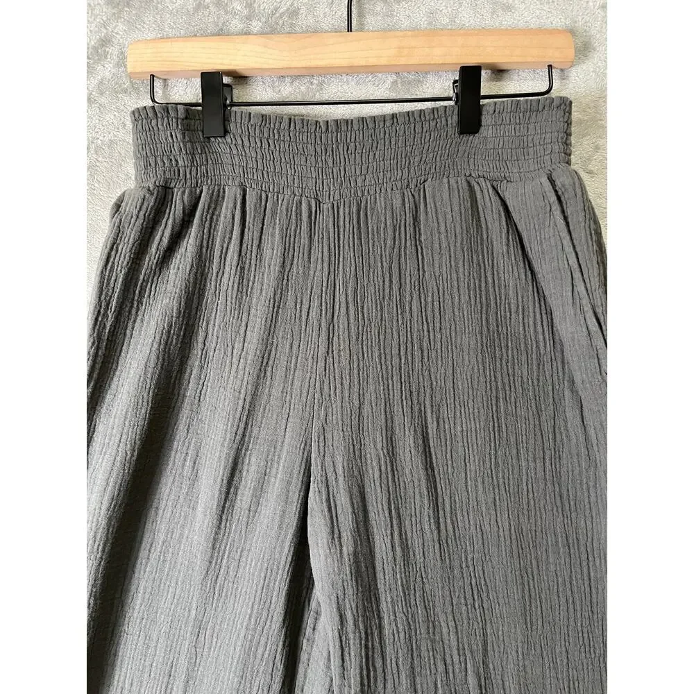 Faherty Dream Cotton Gauze Wide Leg Pants Washed Black Organic‎ Cotton Small